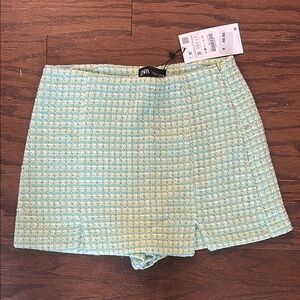 Zara Mint Green Tweed Shorts